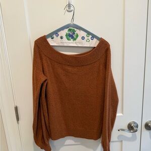 Treasure & Bond Off-the-Shoulder Sweater in Warm Brown